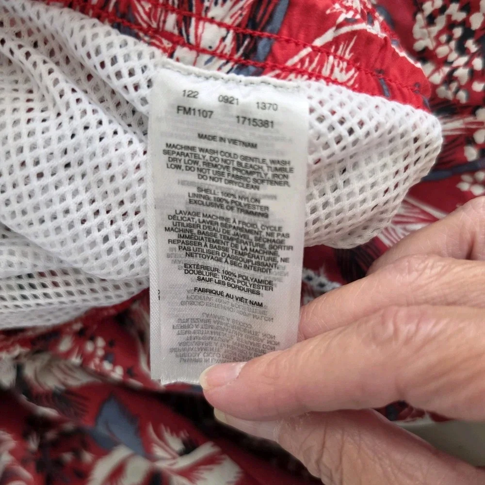 Columbia PFG Mens Swim Suit Trunks LARGE Red Hawaiian Print Mesh lined